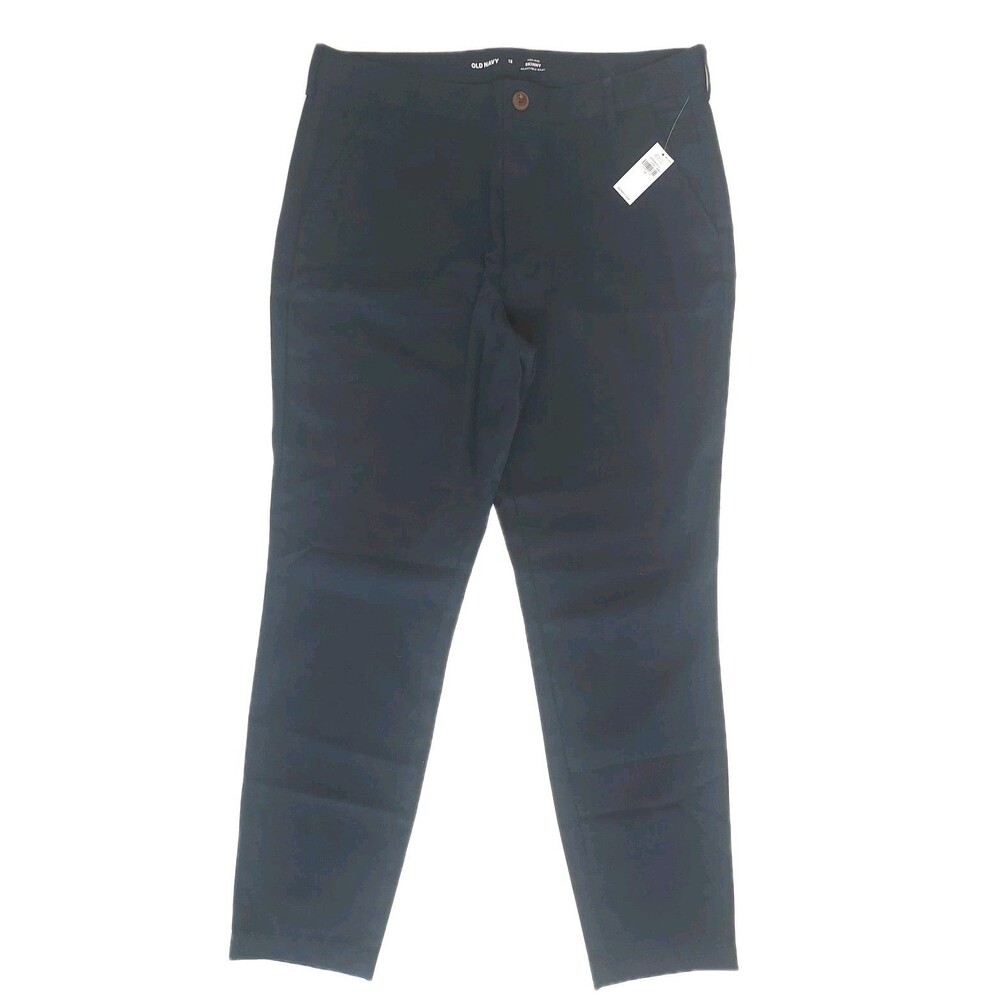 NWT Old Navy High Rise Skinny Adjustable Waist Navy Blue Chino Pants Size 12